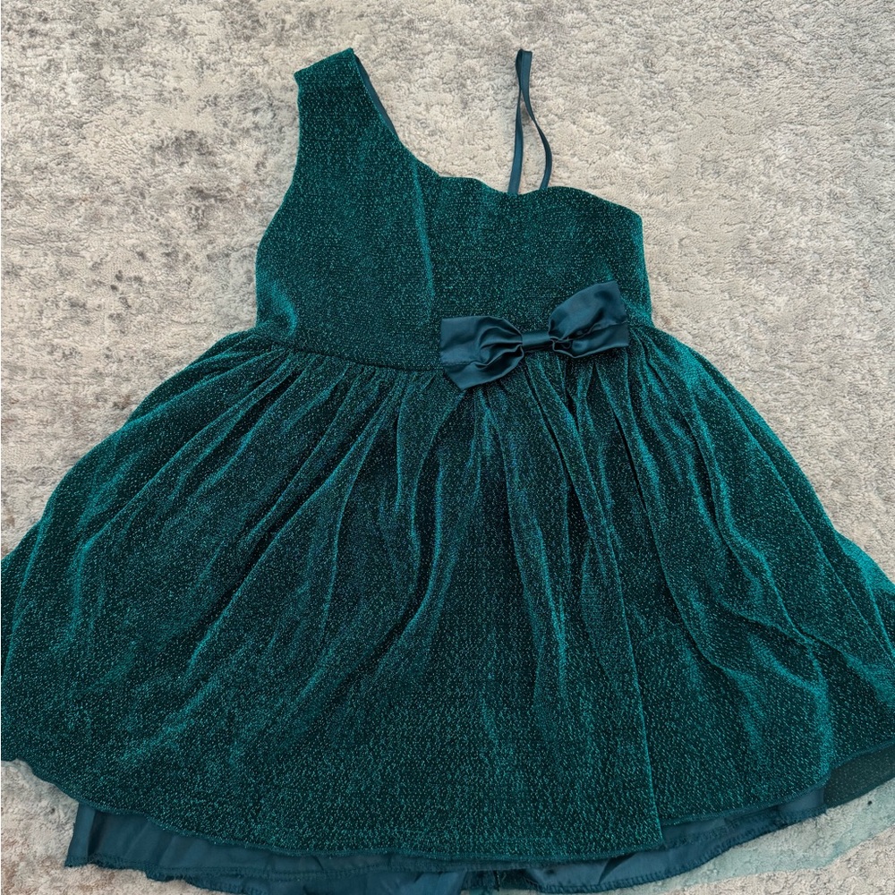 SHEIN Teal Kids Formal Dress with Bow